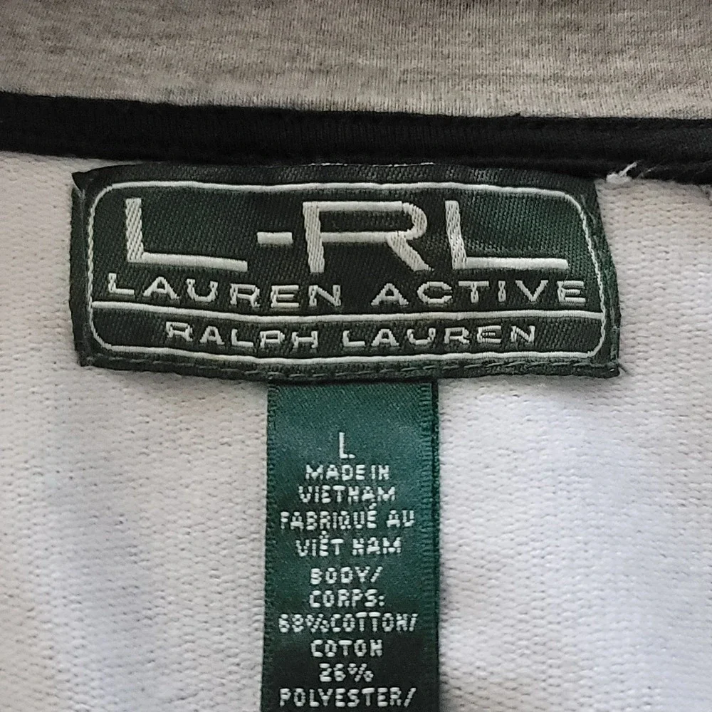 Lauren Ralph Lauren Womens Full Zip Cotton Stretch Active Gry/Blk Jacket Size L